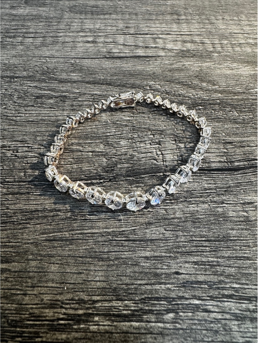 925 Sterling Silver Graduated Round Clear Stone Tennis Bracelet 7.25” 14.2g